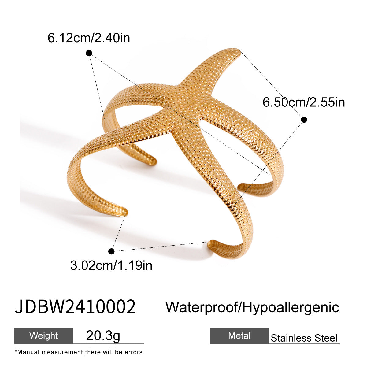 Brazalete de acero inoxidable chapado en oro con diseño geométrico minimalista para mujer