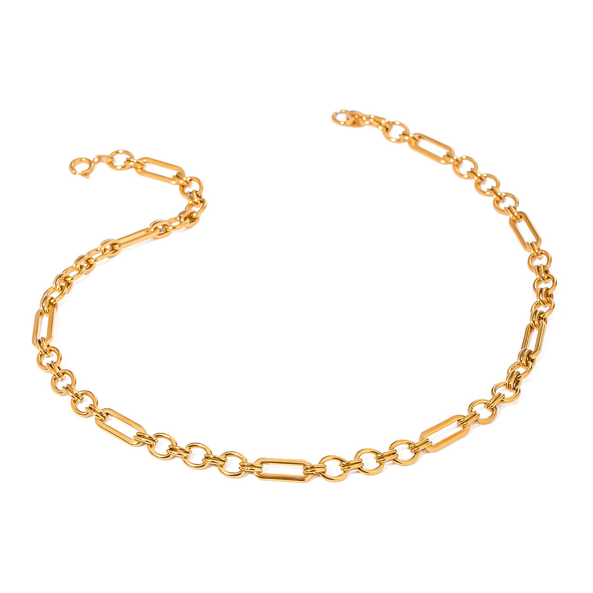Minimalist Geometric Stainless Steel Necklace with Titanium Steel Pendant, Electroplated Locket Chain for Women