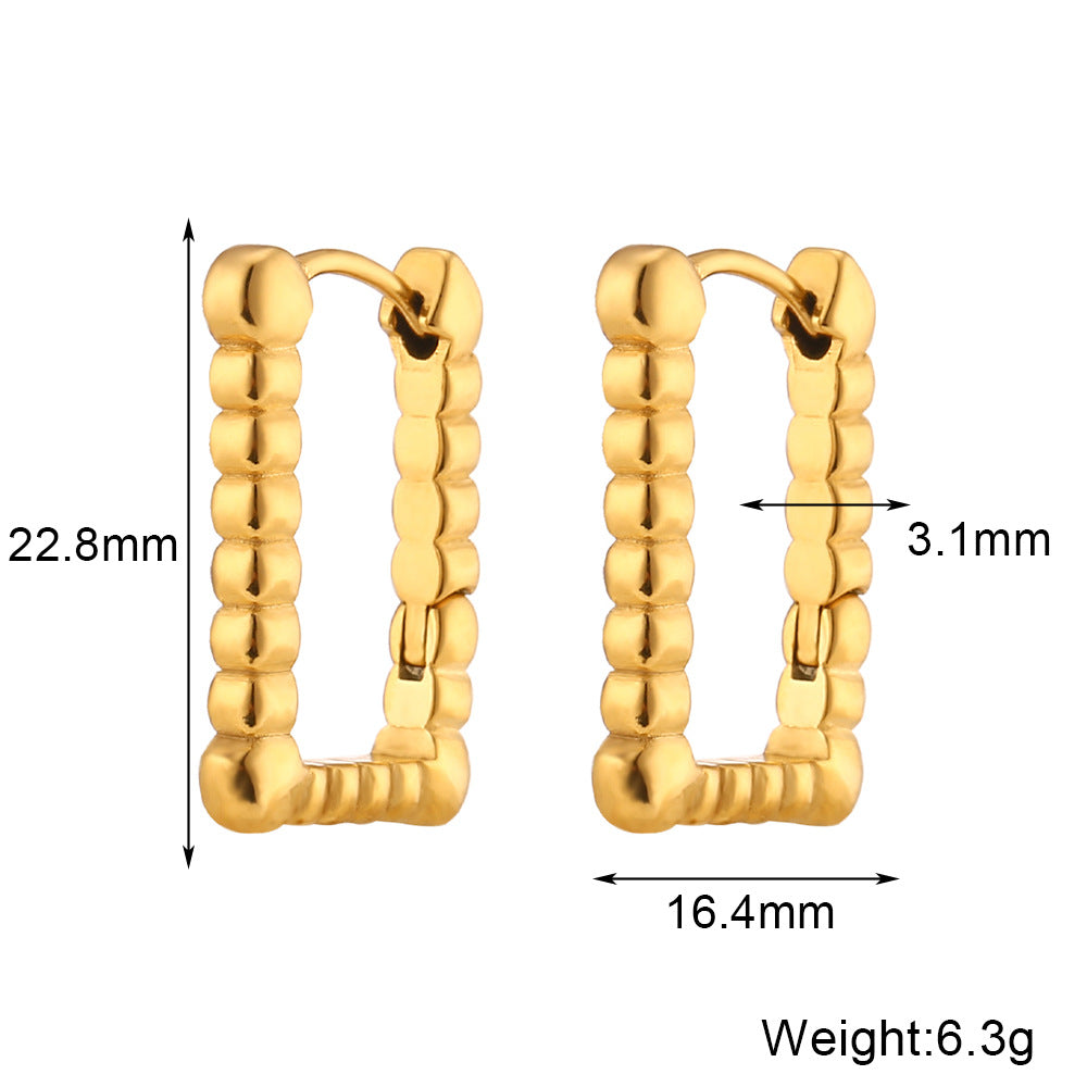 Orecchini da donna in acciaio inossidabile geometrici minimalisti con placcatura in oro 18 carati e finitura smaltata