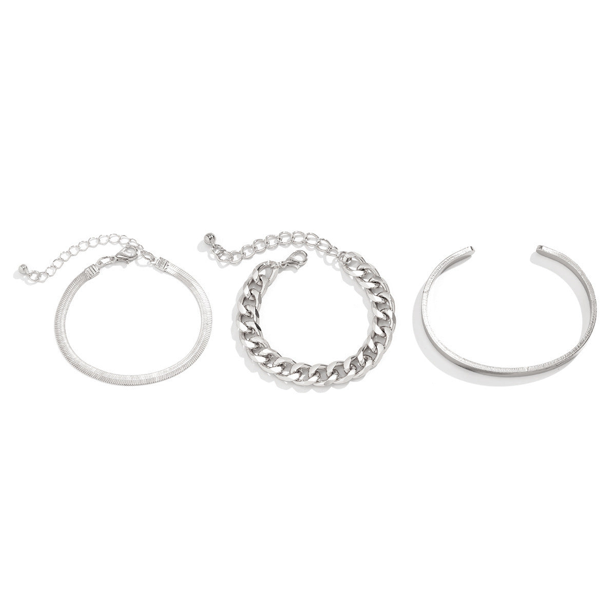 Punk Geometric Star Snake Chain Plated Alloy Bracelet Set for Women