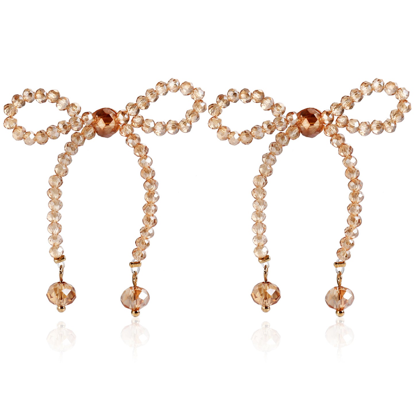 Pendientes Vintage Tejidos a Mano con Forma de Lazo Estilo Perla para Mujer con Acabado Chapado