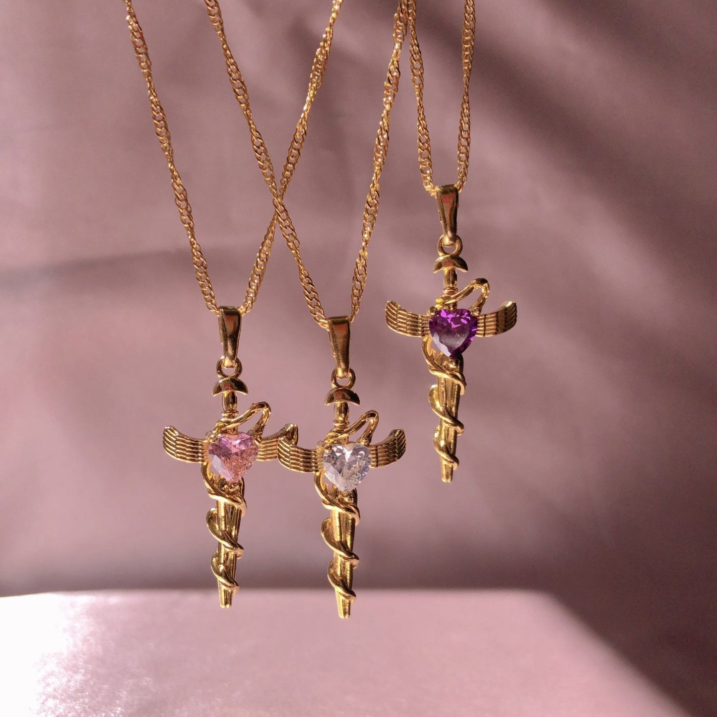 Collana con Pendente Vintage a Forma di Serpente da Donna con Intarsio di Zirconi su Catena in Rame Placcato