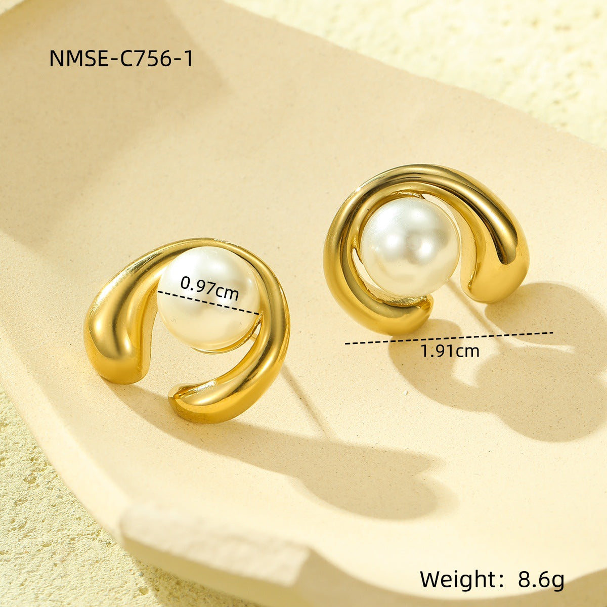 Orecchini a perno da donna in acciaio inossidabile placcato oro 18K con motivo floreale alla moda, onda e forme geometriche