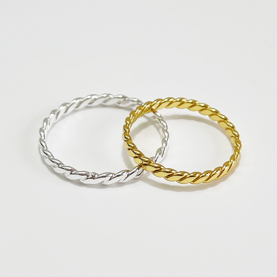 Anello in argento sterling 925 intrecciato geometrico minimalista da donna - Gioielli stile Ins