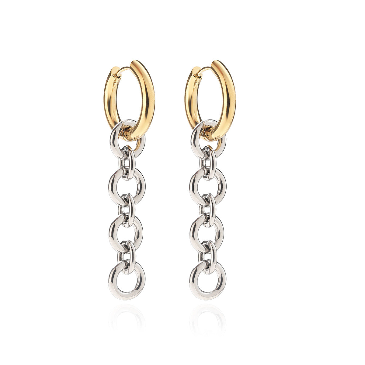 Minimalist Geometric Stainless Steel PVD Tassel Earrings for Women