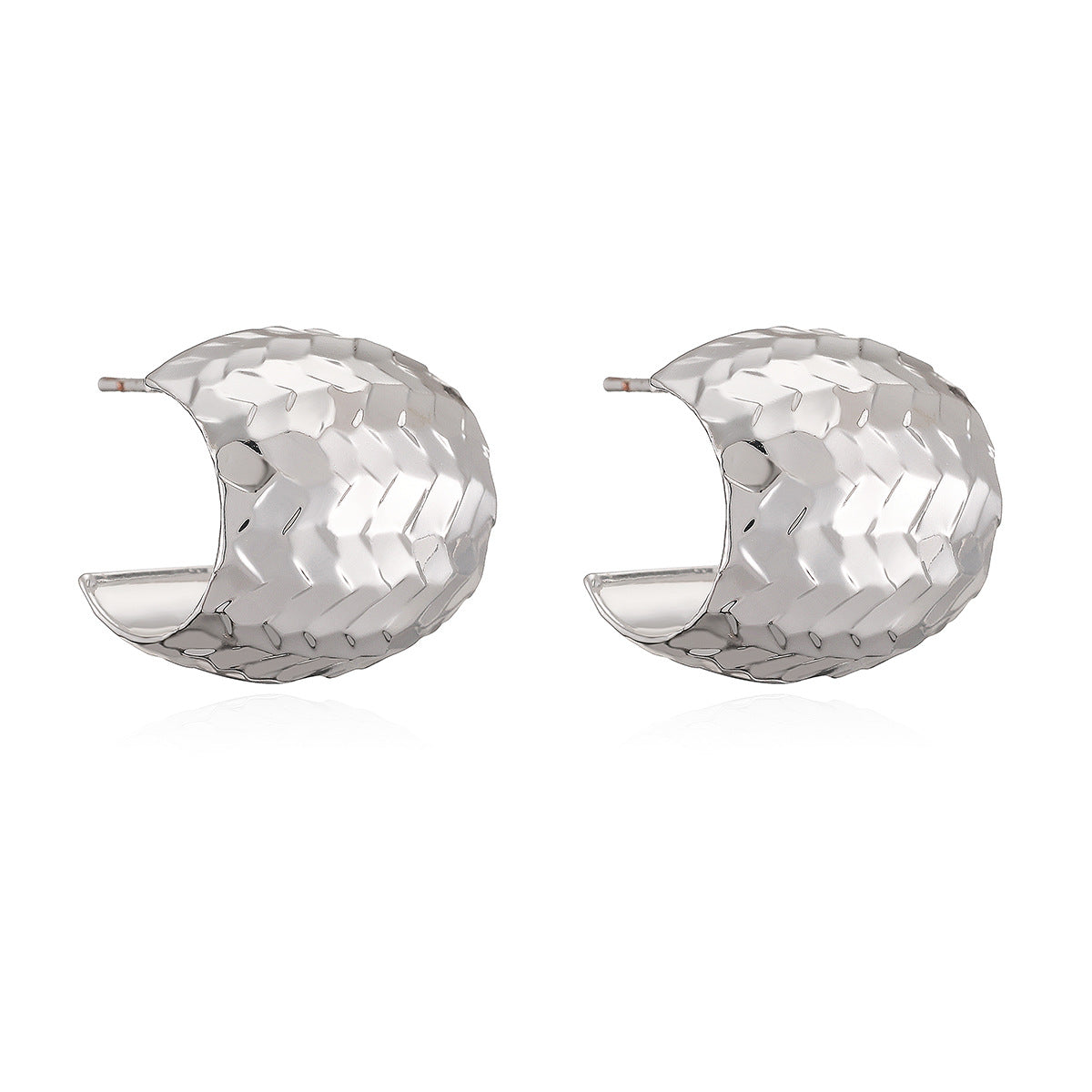 Minimalist 18K Gold Plated Brass Geometric Textured Stud Earrings for Women