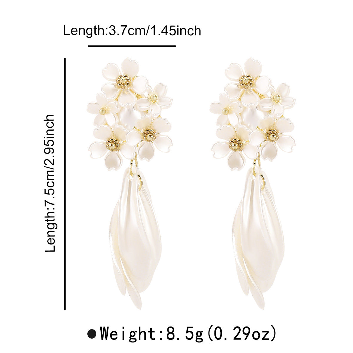 Elegant Floral Alloy Stud Earrings with Pearl Accents for Women, Plated Finish, Fashionable and Versatile Everyday Jewelry