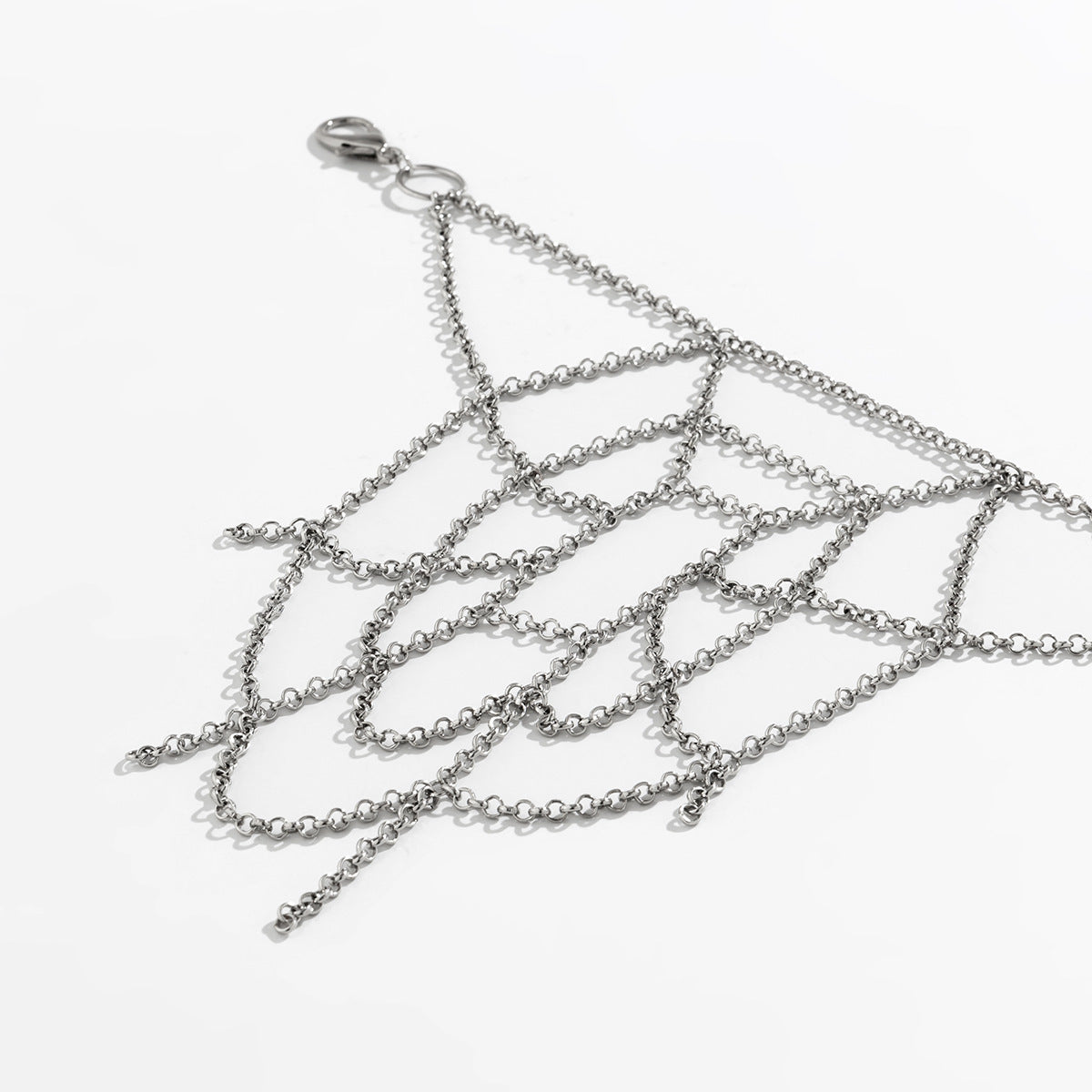 Cadena Corporal Gótica Punk Dulce y Atrevida con Patrón de Telaraña para Mujer, Diseño Geométrico y Hierro Galvanizado