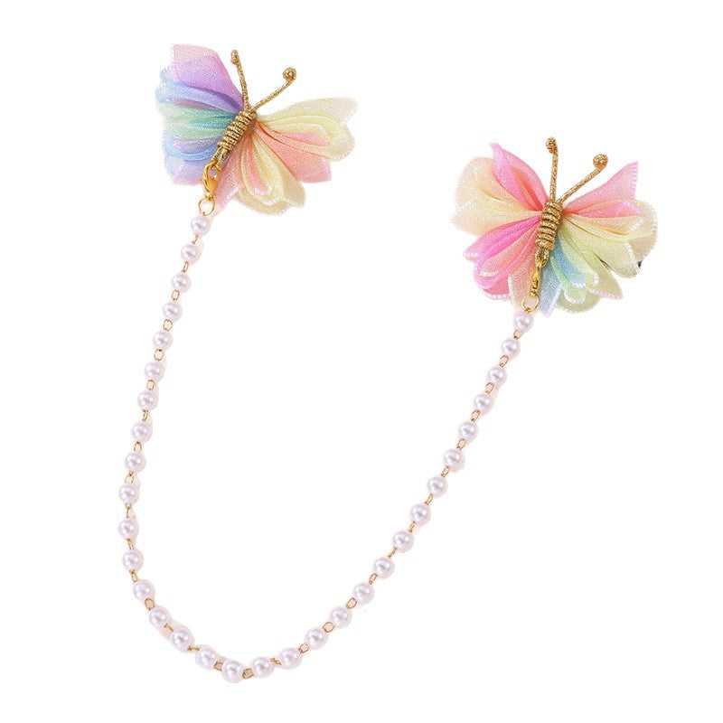 Natural Style Bow-Shaped Hair Clip for Girls Made of Plastic Resin with Ruffled and Netted Details Handcrafted Princess Hair Accessory