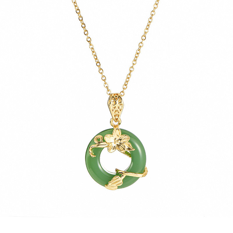 Collana con ciondolo minimalista in acciaio al titanio a forma di fiore con finitura placcata per donna e uomo, stile locket con catena a O