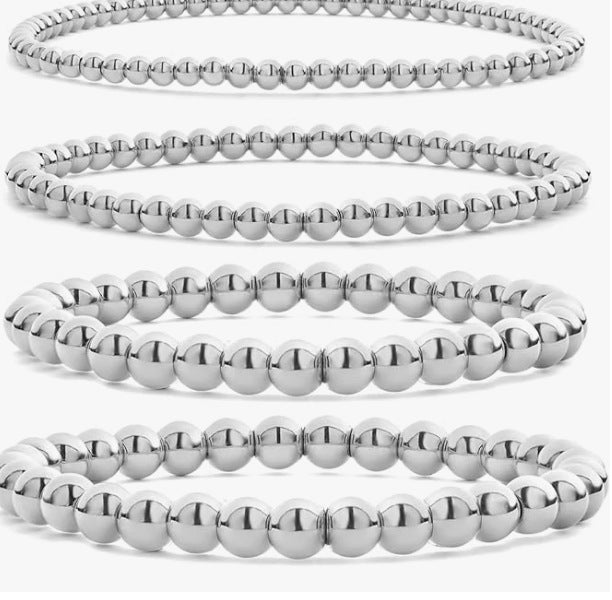 Gold Plated Hematite Beaded Stretch Bracelet Set