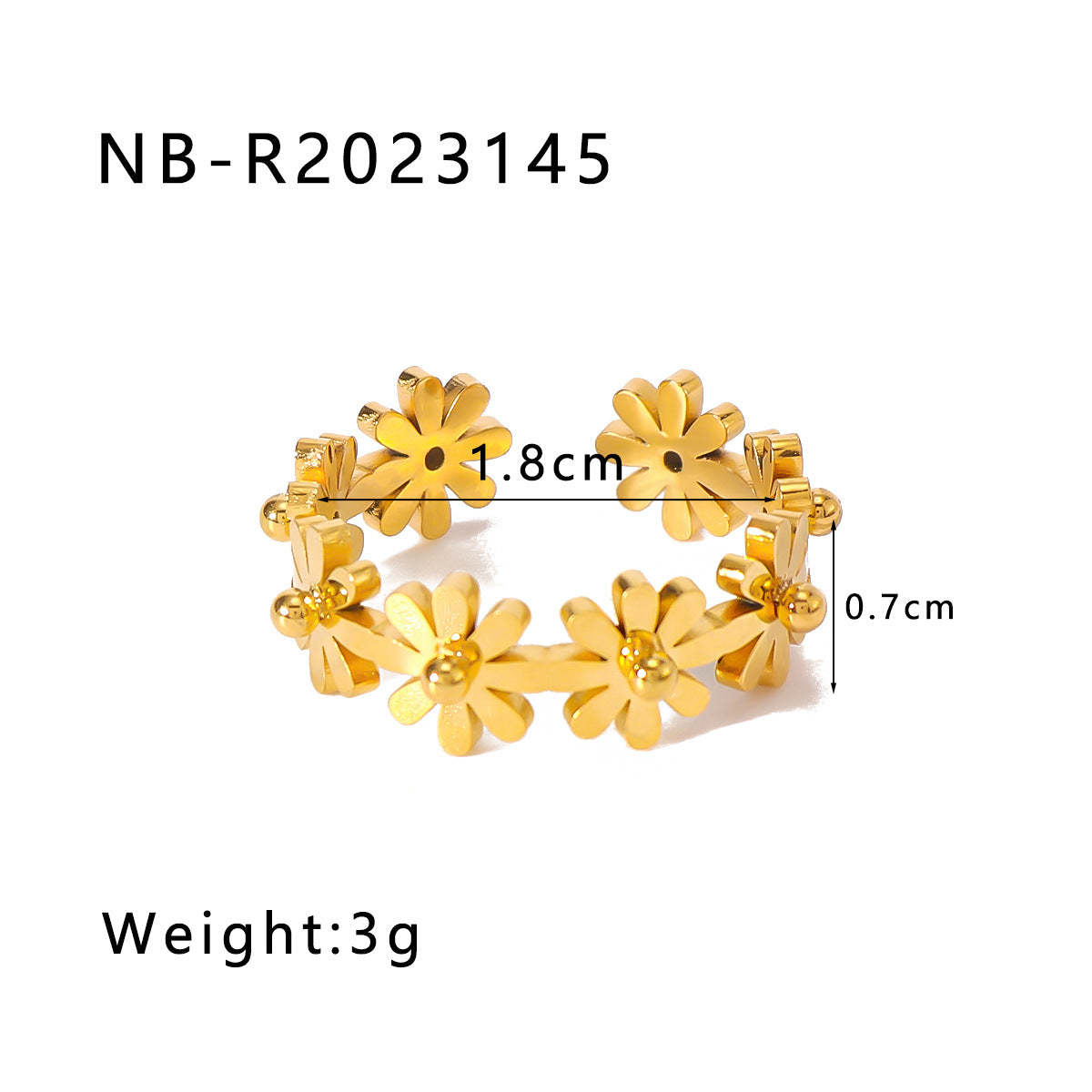Anello da donna minimalista a forma di fiore in acciaio inossidabile con intarsio di strass e fascia regolabile
