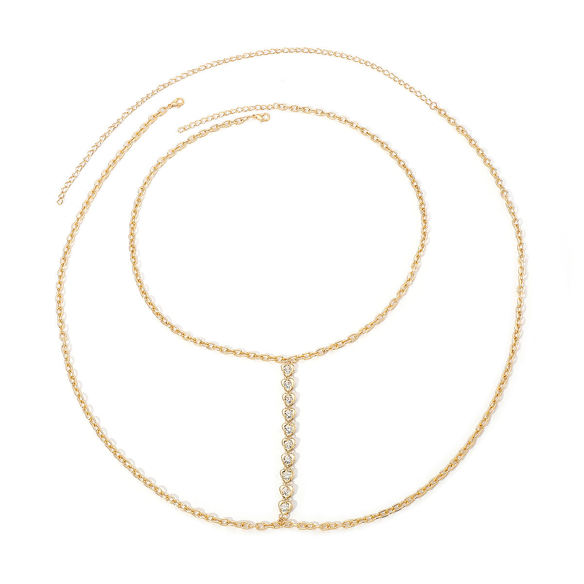 Sexy Geometric Pendant Body Chain for Women with Rhinestone Inlay and Electroplated Iron