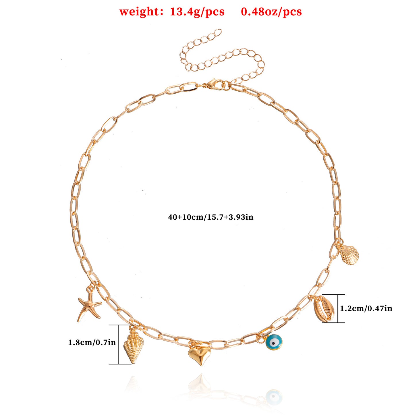 Minimalist Seashell and Starfish Pendant Necklace for Women with Geometric Shape Alloy Chain and Plated Finish