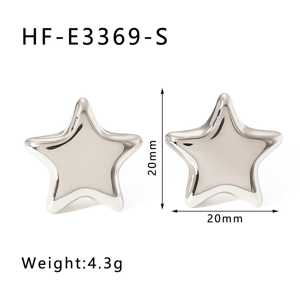 Orecchini minimalisti a forma di stella a cinque punte in acciaio inossidabile da donna con opzioni di placcatura in oro e argento