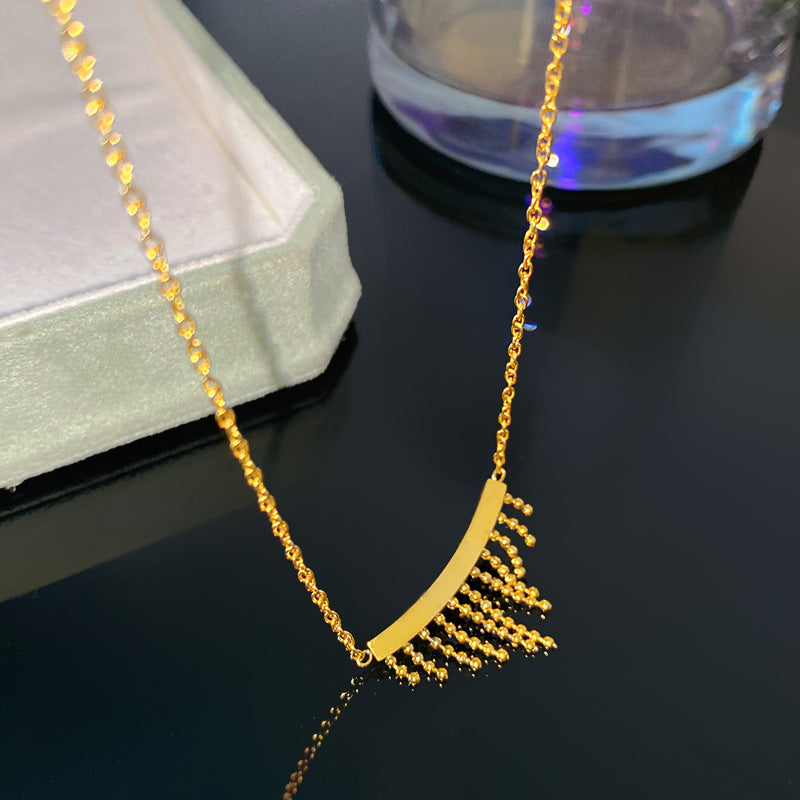 Bohemian Sweet Geometric Titanium Steel Plated Necklace with Brass Pendant for Unisex