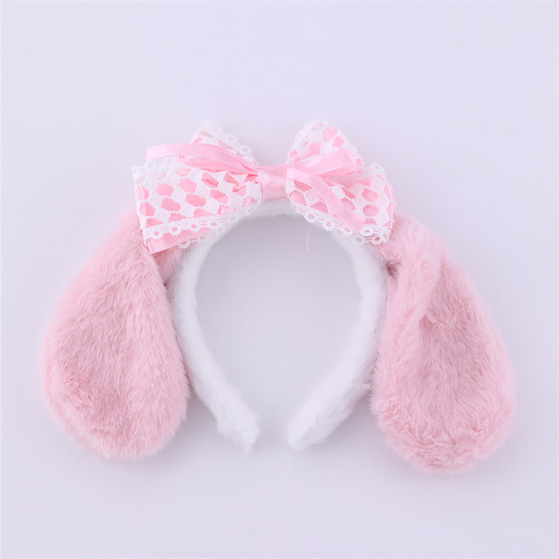 Bonita diadema de felpa para lavarse la cara para mujeres y niñas con ribete de encaje y diseño geométrico de tela para aplicar mascarillas