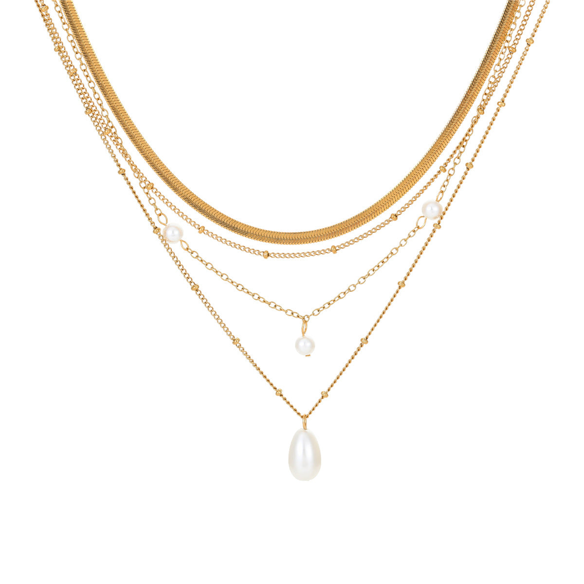 Collar Minimalista con Colgante de Gota de Agua para Mujer con Cadena de Acero Inoxidable y Acabado Bañado