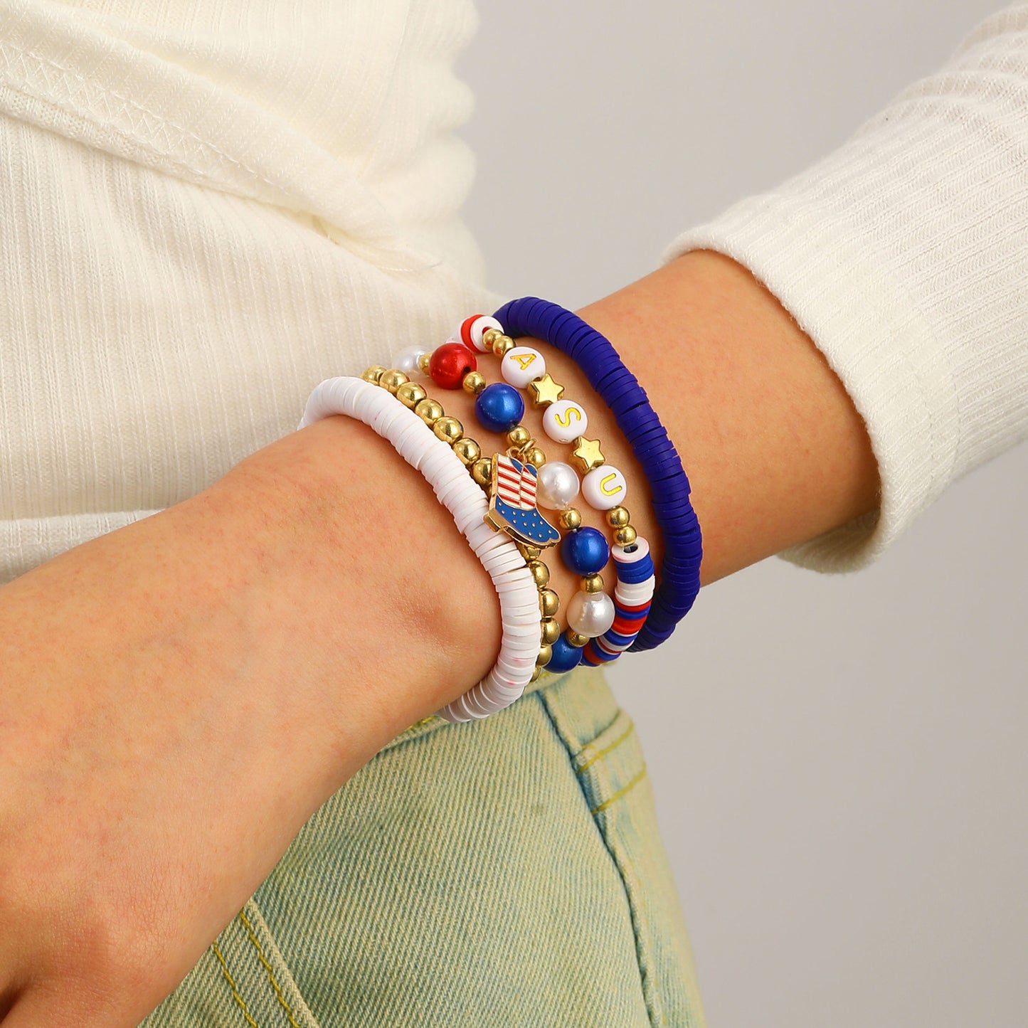 Bracciale Unisex con Ciondolo Geometrico a Stella in Resina Colorata Set di Bracciali Elastici con Perline per Donna e Uomo