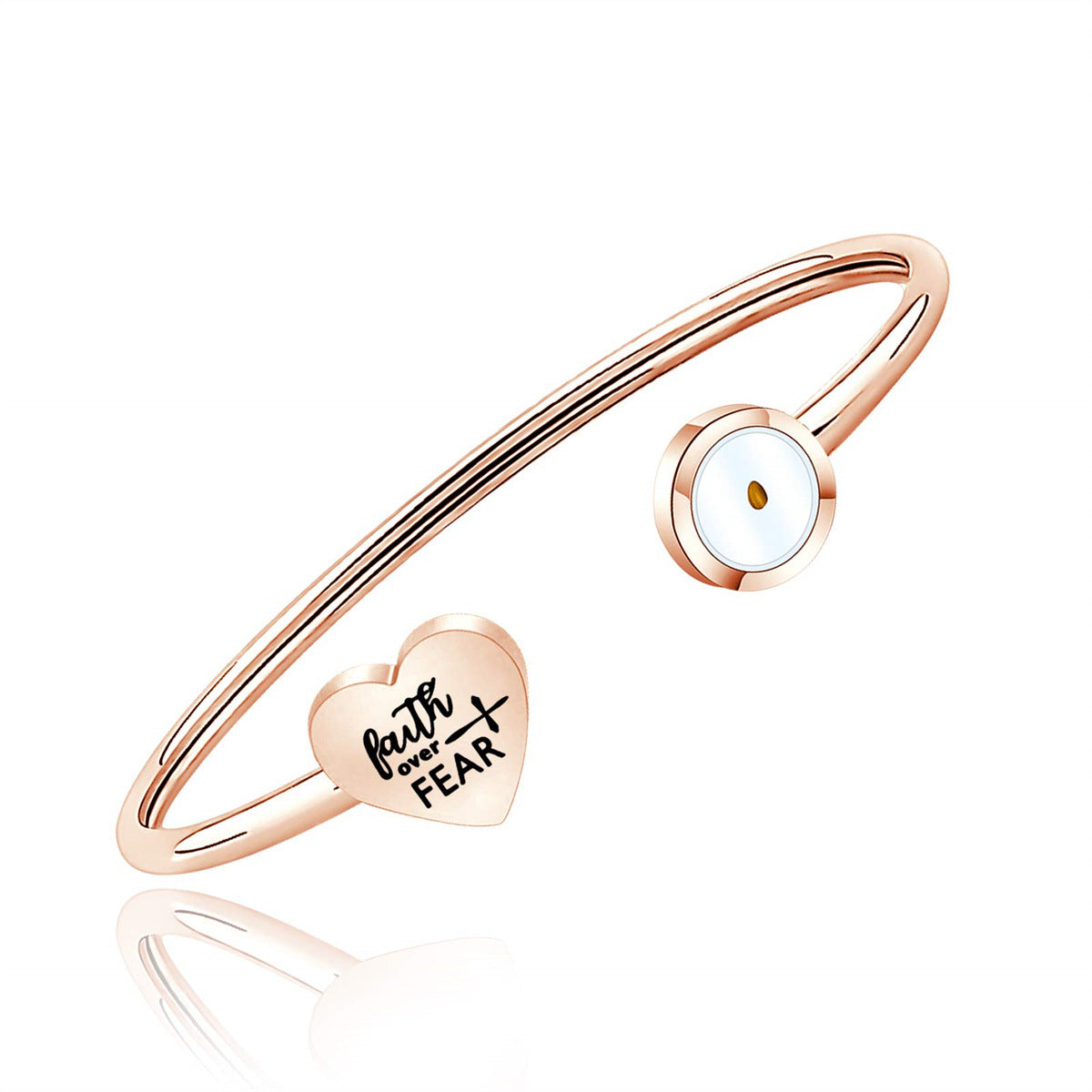 Minimalist Heart-Shaped Stainless Steel Bracelet with Polished Finish for Women