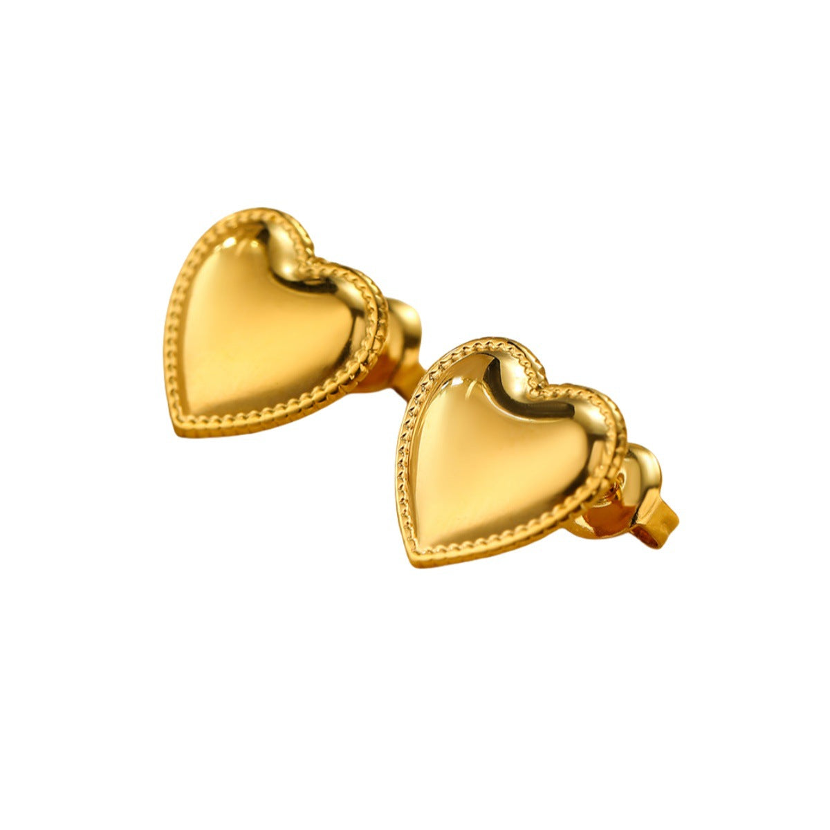 Orecchini a perno da donna in acciaio al titanio lucido a forma di cuore stile vintage con finitura lusso