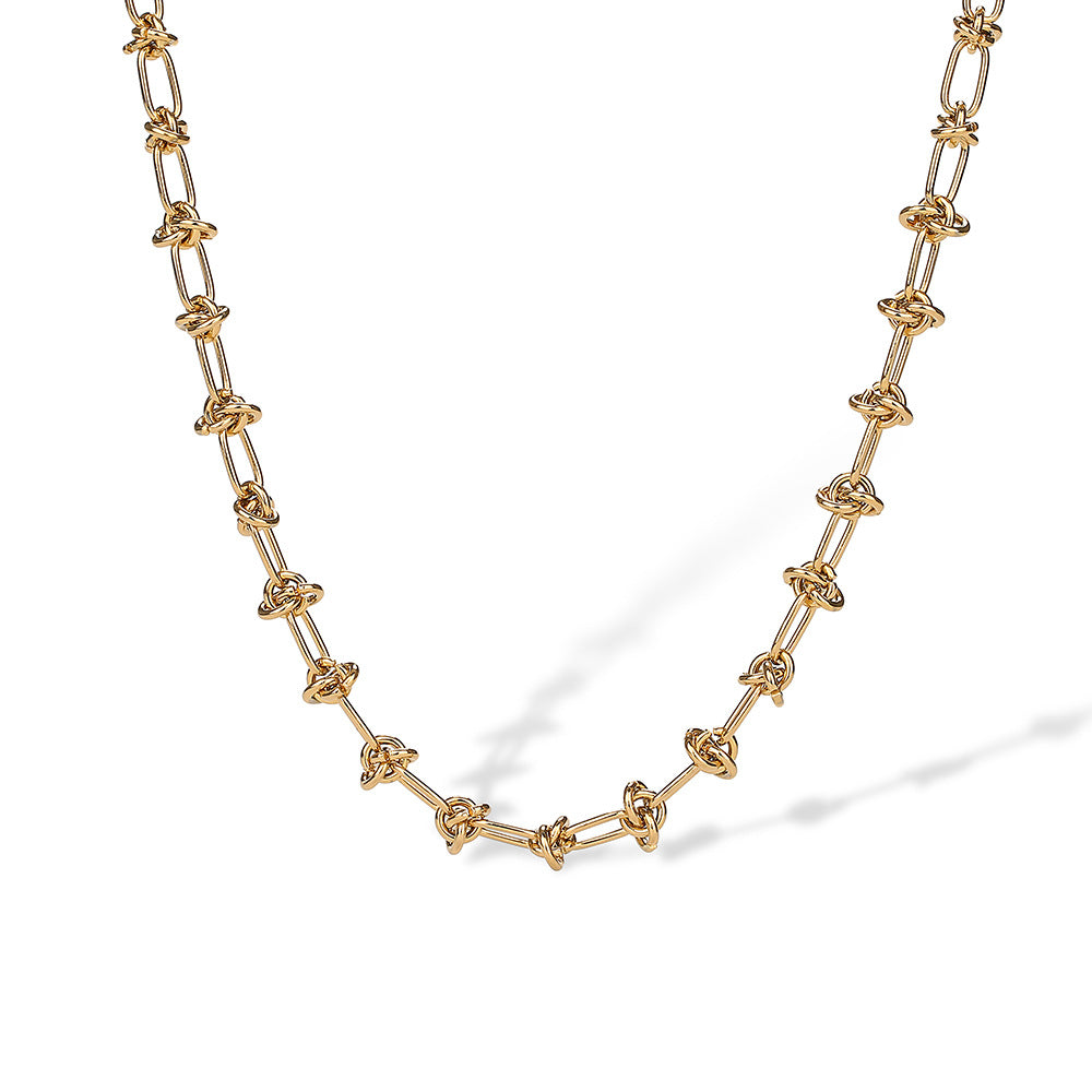 Minimalist Geometric Titanium Steel Necklace for Women with 18K Gold Plating, Hypoallergenic Clavicle Chain