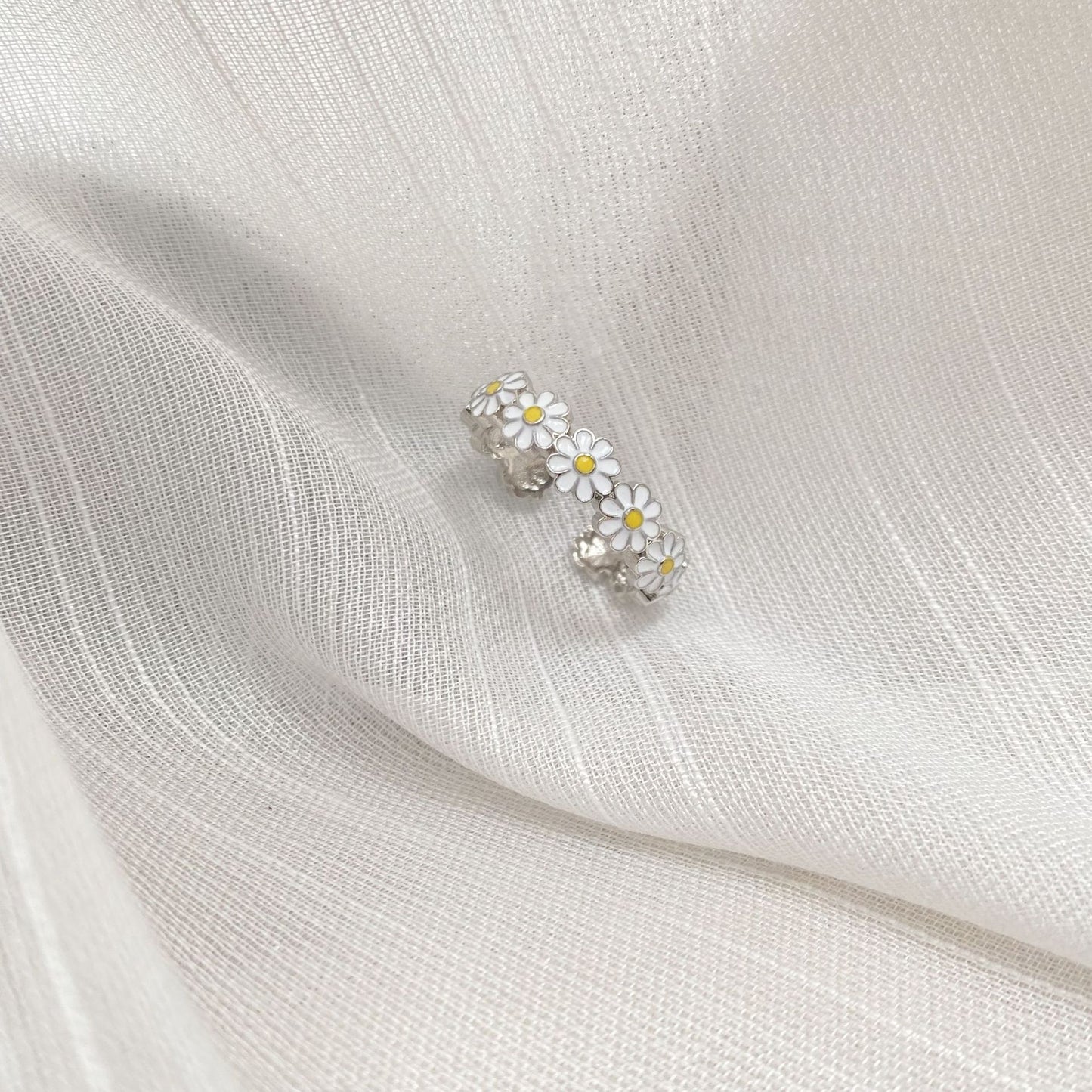 Minimalist Elegant Plated Titanium Steel Flower Ring for Women