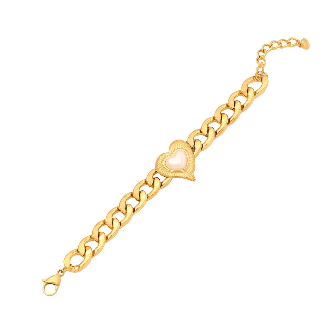 Fashionable Heart-Shaped Stainless Steel Necklace Set with Plated Finish for Women