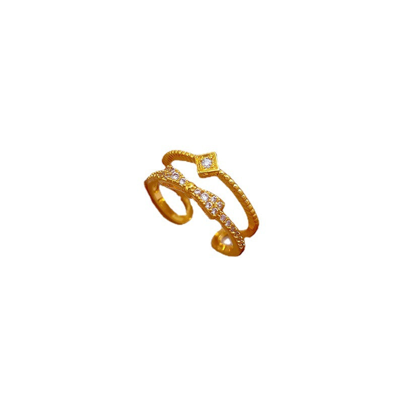 Anello da donna in ottone stile Kawaii con fiocco placcato in oro vero