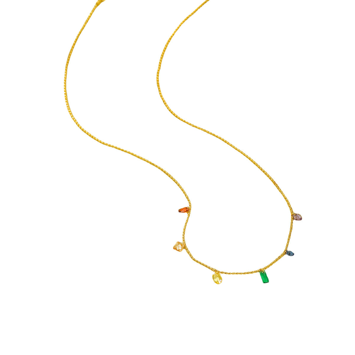 Collar minimalista de titanio y acero para mujer con acento de piedra natural, acabado galvanizado, longitud ajustable