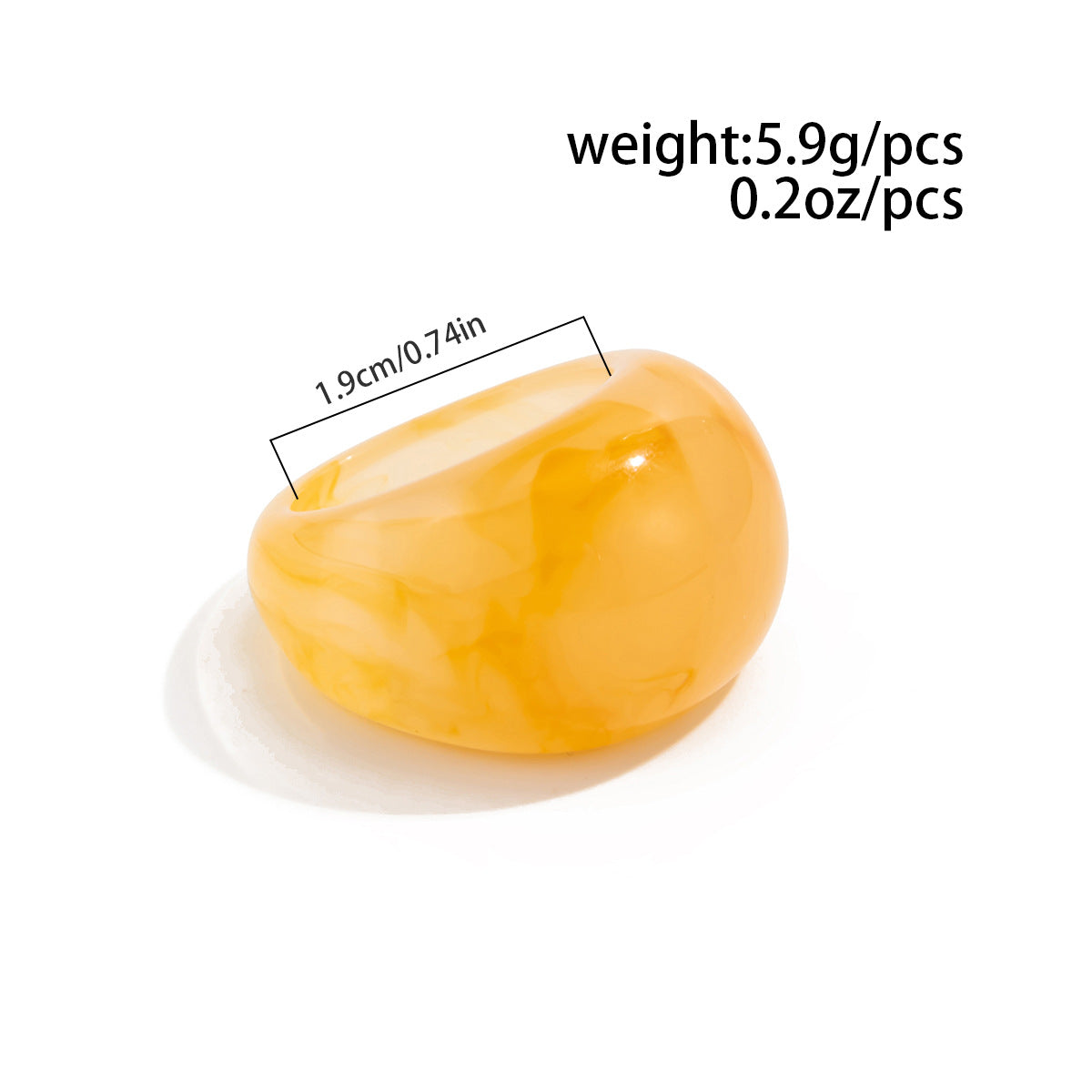 Gradient Geometric Oval Resin Ring for Women Stackable Wide Band
