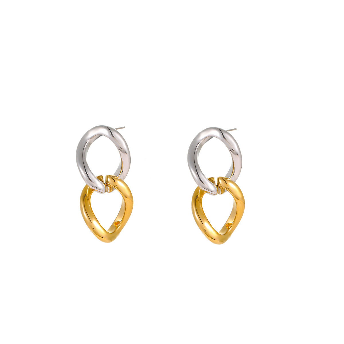 Orecchini geometrici minimalisti in acciaio inossidabile con design ad anello di Möbius e finitura placcata