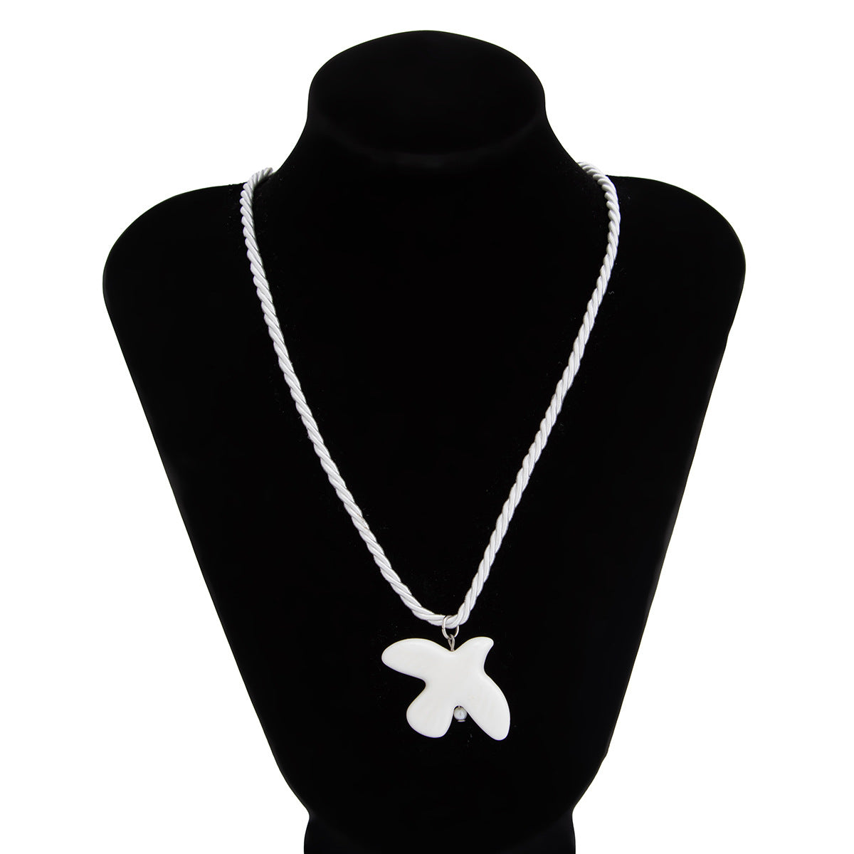 Minimalist White Ceramic Dove Pendant Necklace for Women