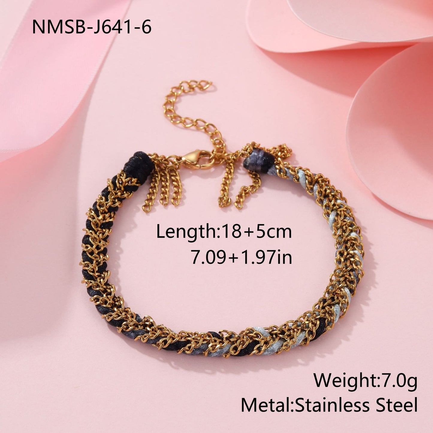 Fashionable Geometric Stainless Steel Braided Rope Bracelet with Tassel and Plated Finish for Women