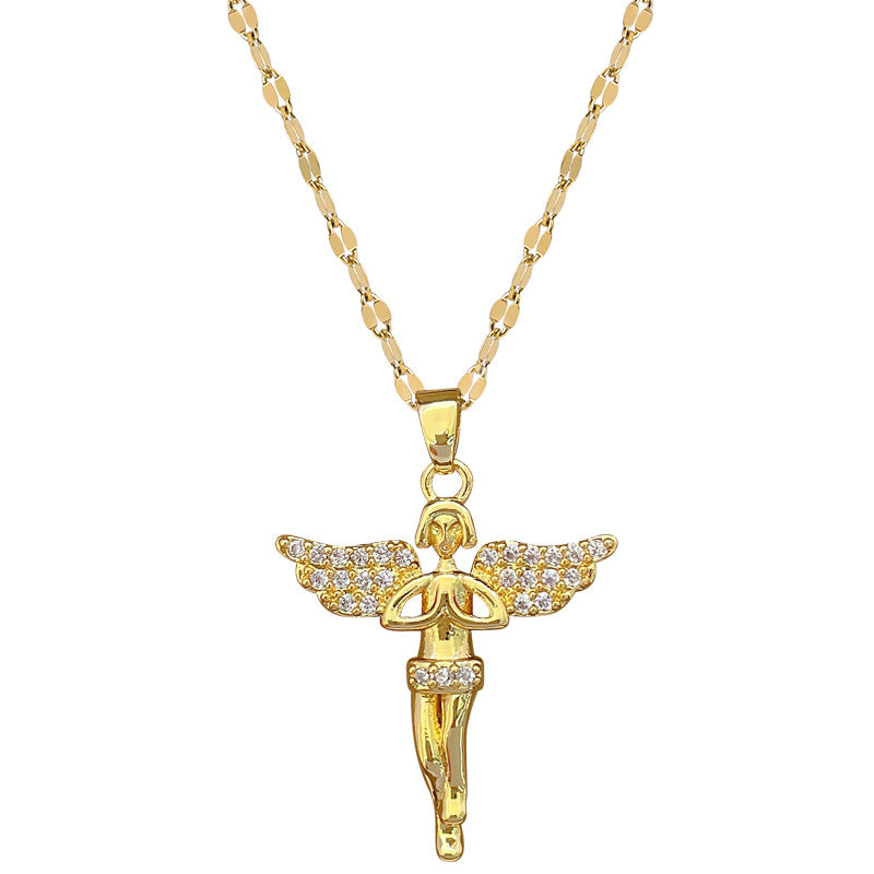 Collar de lujo con colgante de luna geométrica dulce, cadena de acero de titanio para unisex