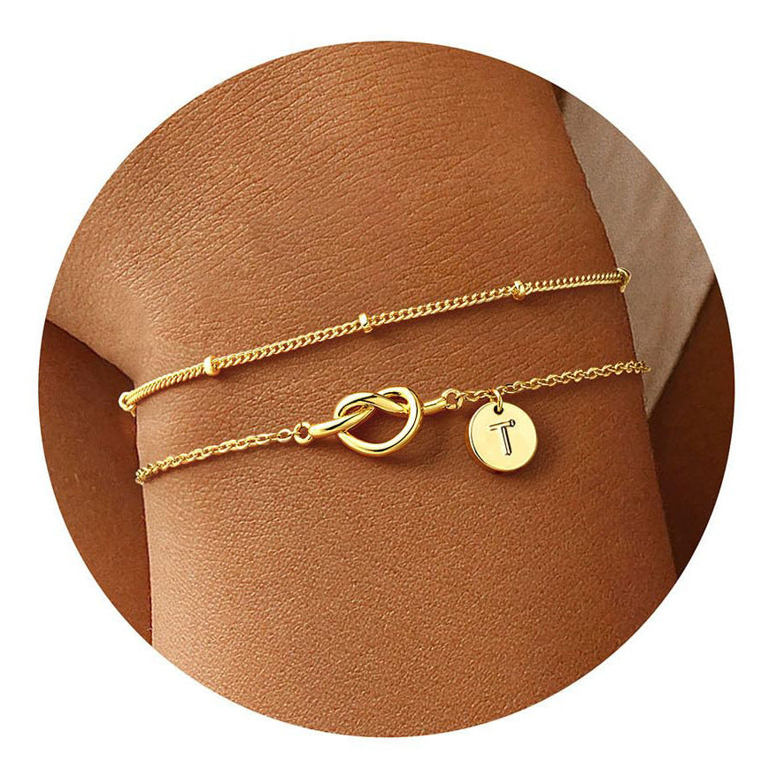 Fashion Layered Stainless Steel Letter Bracelet for Women