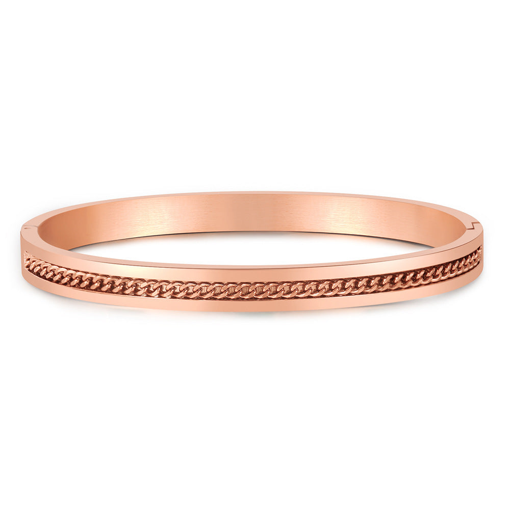 Round Geometric Plated Stainless Steel Bracelet for Women