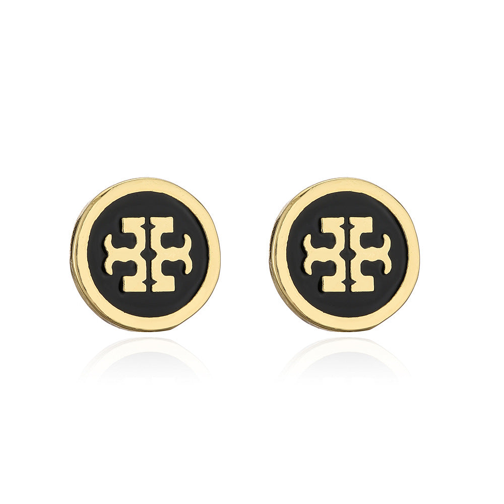 Orecchini a Perno da Donna Minimalisti Geometrici Irregolari Smaltati in Rame Placcato Oro 18K Stile Vintage