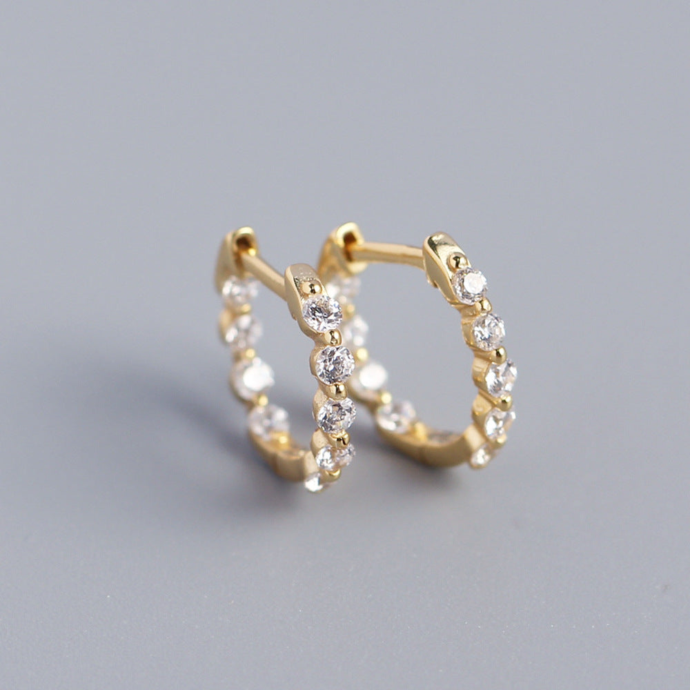 Orecchini a cerchio da donna geometrici in Argento Sterling 925 con Zirconi Cubici incastonati