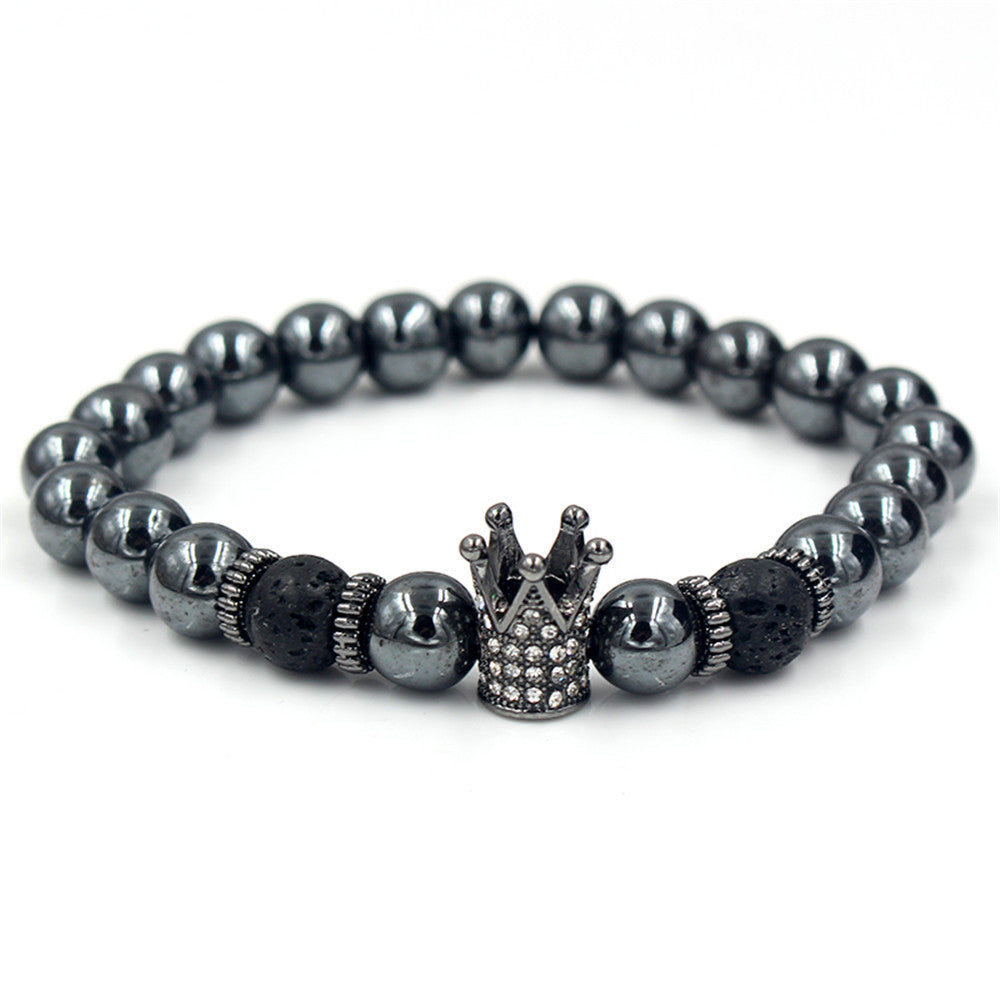 Fashion Men's Geometric Crown Bracelet with Rhinestone Inlay Alloy Hand Jewelry