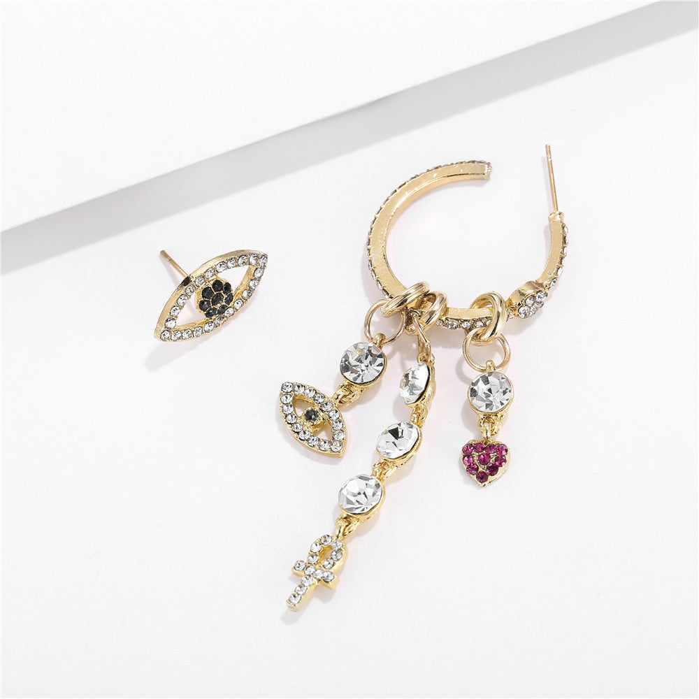 Fashion Geometric Eye Micro-inlay Cubic Zirconia Irregular Alloy Earrings