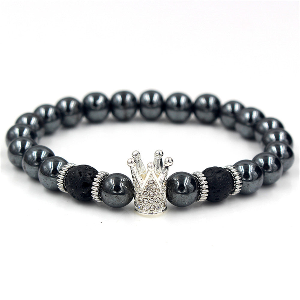 Fashion Men's Geometric Crown Bracelet with Rhinestone Inlay Alloy Hand Jewelry
