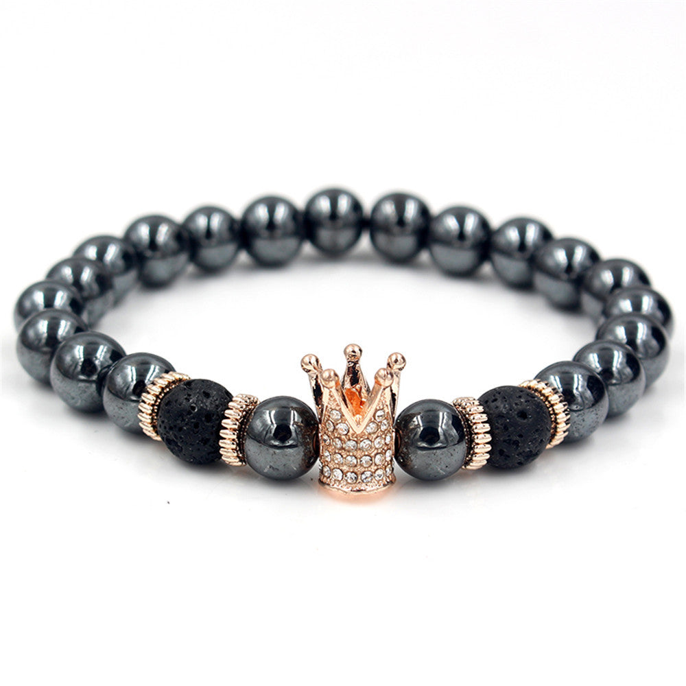 Fashion Men's Geometric Crown Bracelet with Rhinestone Inlay Alloy Hand Jewelry