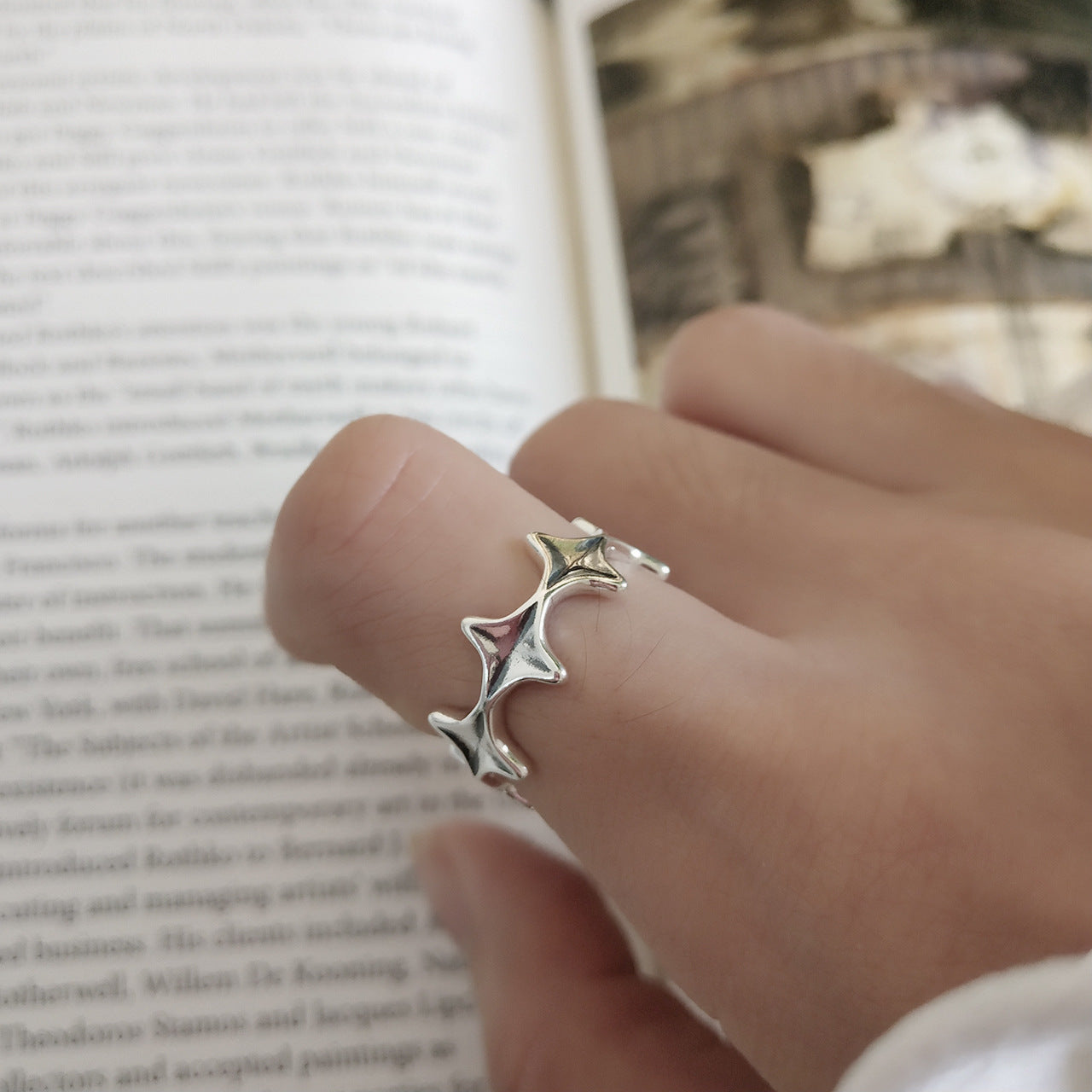 Vintage Sweet 925 Sterling Silver Star Ring for Women