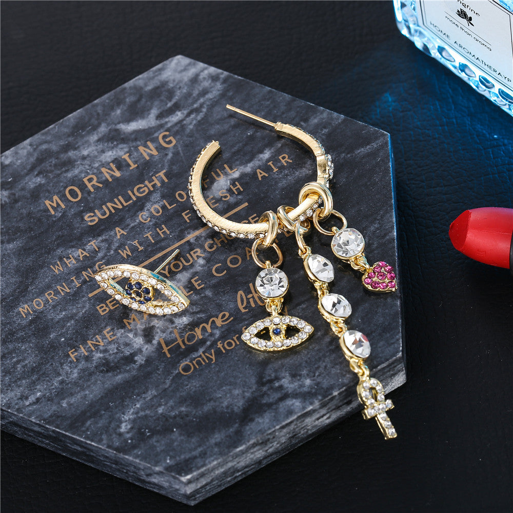 Fashion Geometric Eye Micro-inlay Cubic Zirconia Irregular Alloy Earrings