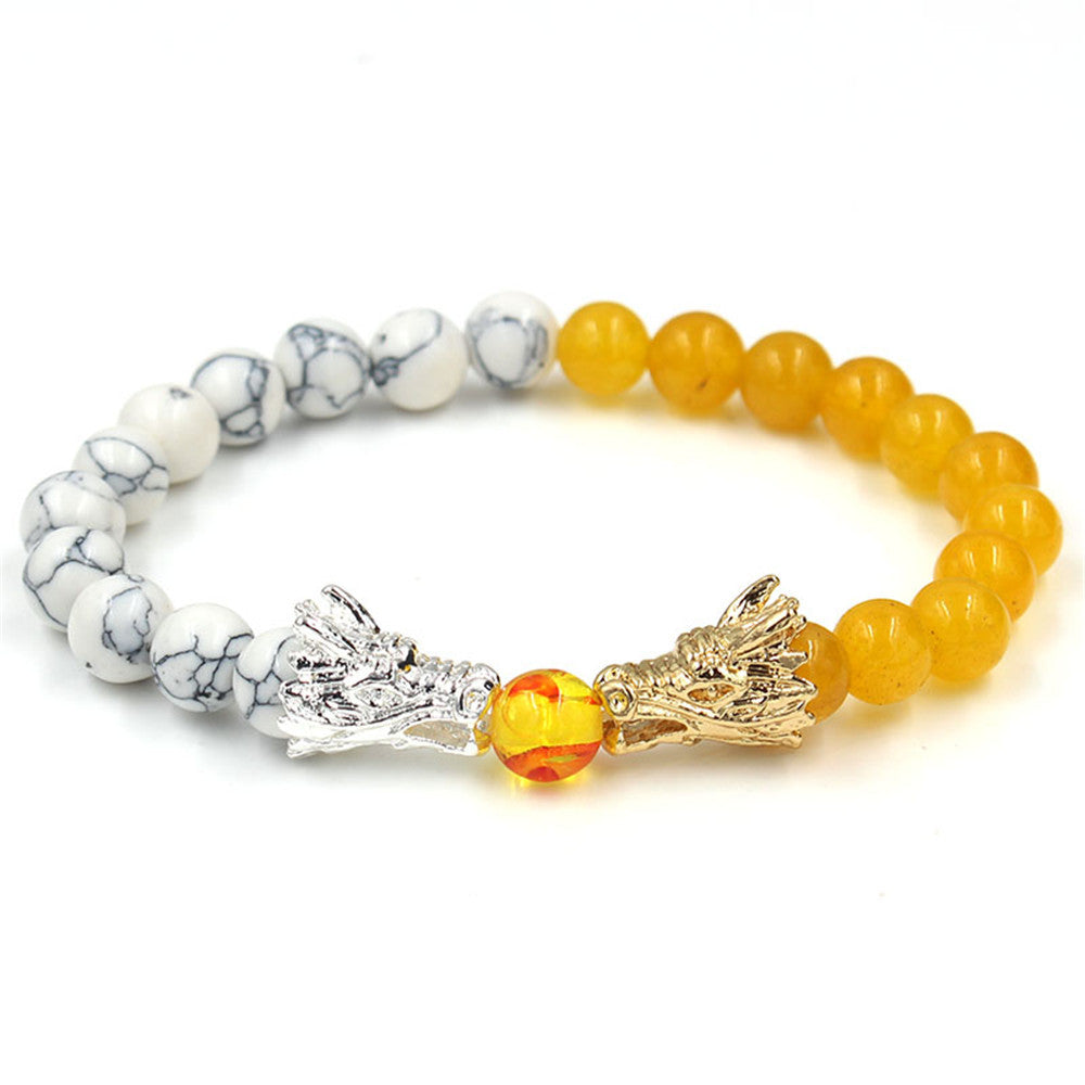 Minimalist Geometric Volcanic Stone Turquoise Citrine Alloy Bracelet