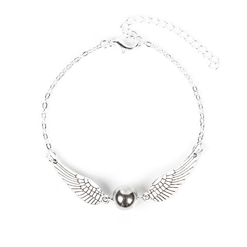 Vintage Harry Potter Deathly Hallows Plated Gold Snitch Wings Bracelet