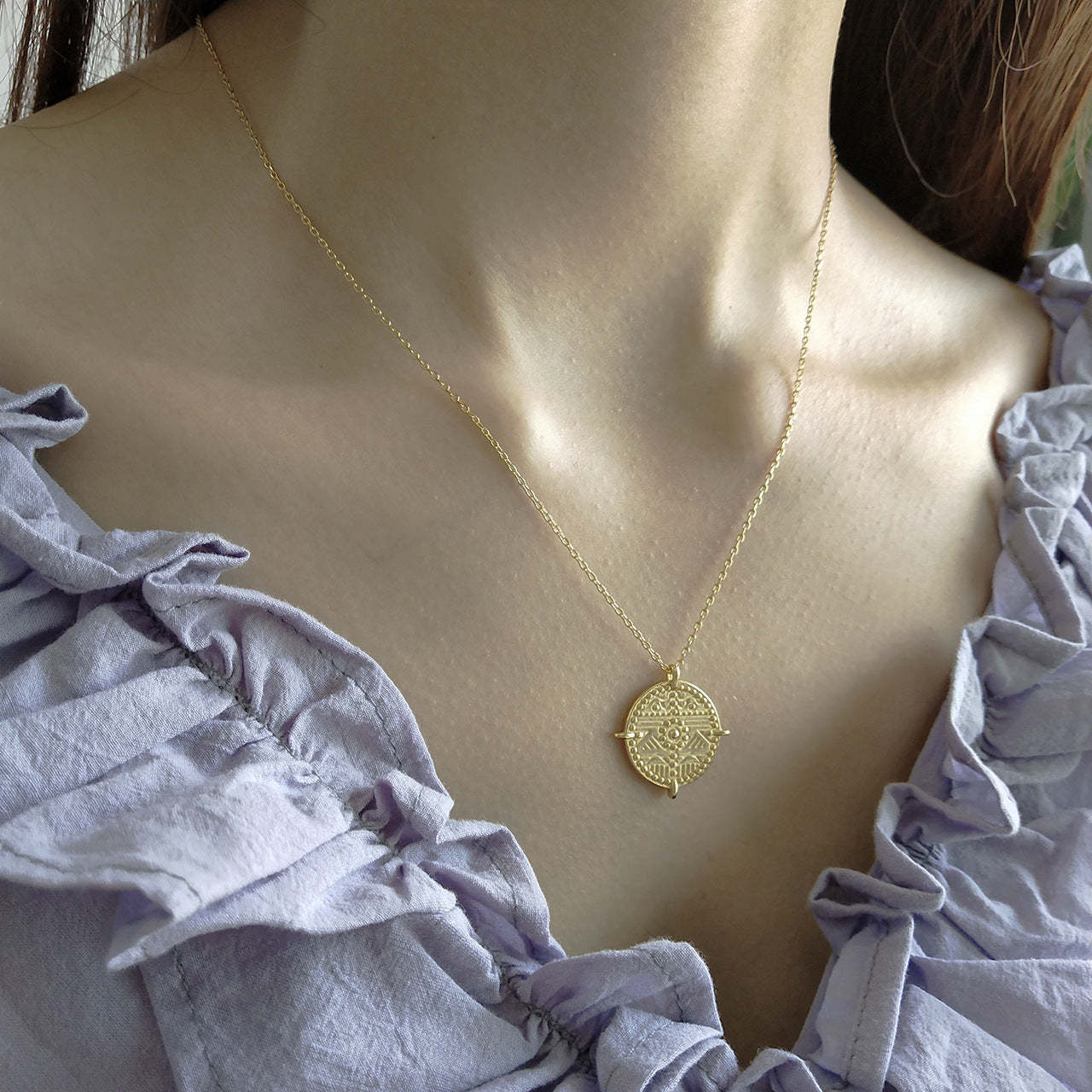 Sweet 925 Sterling Silver 18K Gold Plated Star Necklace Ball Chain