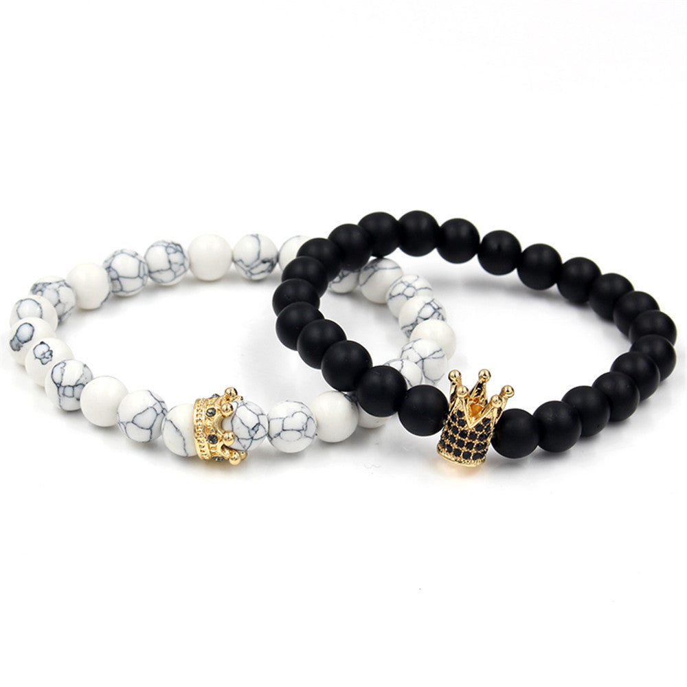 Crown Shaped Alloy Bracelet Set with Rhinestone and Turquoise Inlay for Unisex