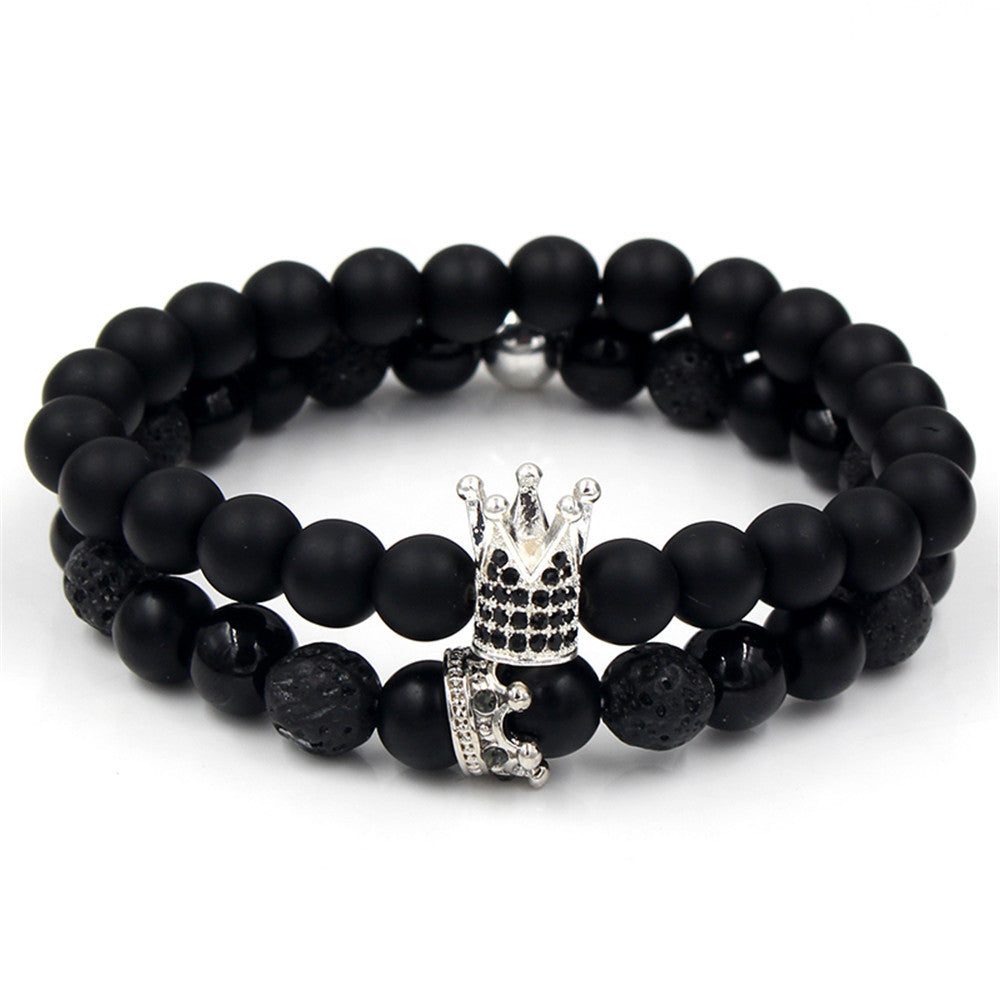 Crown Shaped Alloy Bracelet Set with Rhinestone and Turquoise Inlay for Unisex